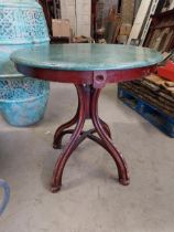 Bentwood bar table with marble top {75 cm H x 73 cm W x 73 cm D}.