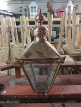 Good quality copper lantern {60 cm H x 25 cm W x25 cm D}.