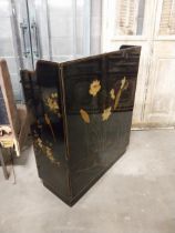 Japanese lacquered receptionists desk decorated with lotus flowers and birds {112 cm H x 92 cm W x