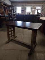 Vintage oak rectangular bar - cafe - pub - restaurant table with veneered top {75 cm H x 120 cm W