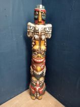 Resin Totem Pole decorated with birds {H 125cm x W 30cm x D 10cm }.