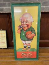 You Can't Beat Mick McQuaid Tobacco framed advertising sign {110 cm H x 50 cm W}.