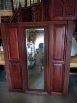 Good quality mahogany mirrored wall panel {150 cm H x 130 cm W x 5 cm D}.