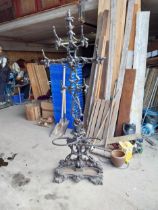 Decorative cast iron hat and coat stand in the Coalbrookdale style {205 cm H x 70 cm W x 30 cm D}.