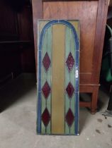 Early 20th C. leaded stained glass panel {88 cm H x 32 cm W}.