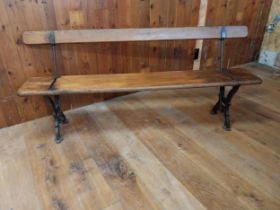 Good quality 19th C. cast iron and pitch pine railway bench {80 cm H x 185 cm W x 40 cm D}.