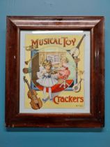 Musical toy crackers framed advertising print {47cm H 41cm W}
