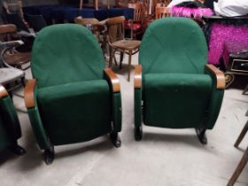 Pair of cinema seats originally from The Irish Distillers building {80 cm H x 59 cm W x 85 cm D}.