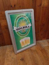 Holbira Pils Dutch Pilsner light up Perspex advertising sign {80 cm H x 52 cm W x 5 cm D}.