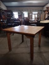 Good quality vintage Irish pine bar - cafe - pub - restaurant table {74 cm H x 96 cm W x96 cm D}.