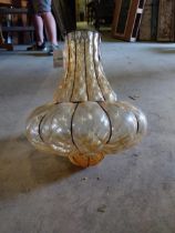 Decorative glass and metal hanging shade {50 cm H x 40 cm W x 40 cm D}.