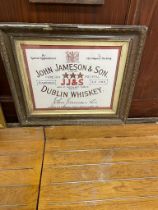 John Jameson and Son Pure Old Pot Still Irish Whiskey framed advertising print {58 cm H x 69 cm W}.