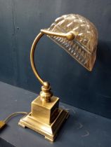 Brass and glass desk lamp {H 16cm x W 23cm x D 20cm }.