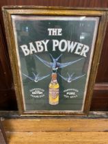 The Baby Power advertising print in wooden frame {56 cm H x 41 cm W}.