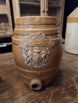 Early 20th C. glazed stoneware Whiskey dispenser {27 cm H x 20 cm W x 20 cm D}.