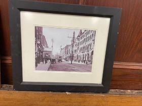 Framed black and white print - King Street, Co Cork {50 cm H x 57 cm W}.