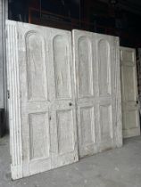 Pair of early 19th C. painted pine panelled door {254 cm H x 111 cm W x 6 cm D}.