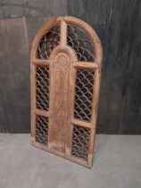 Indian hardwood wall panel with cast iron centres {136 cm H x 74 cm W x 5 cm D}.