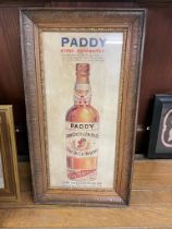 Paddy Irish Whiskey advertising print in wooden frame {92 cm H x 50 cm W}.