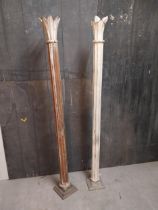 Rare pair of painted hardwood bar divider pillars {197 cm H x 22 cm W x 22 cm D}.