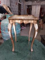 Venetian gilded pine lamp table raised on cabriole legs {46 cm H x 33 cm W x 33 cm D}.