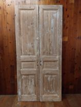 Pair of 19th C. stripped pine panelled doors {237 cm H x 110 cm W x 5 cm D}.