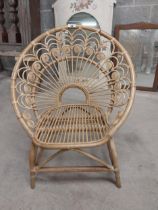Good quality 1950s wicker armchair {88 cm H x 74 cm W x 60 cm D}.