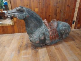 Large Indian carved wooden model of a horse