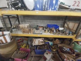 Contents of one shelf (glass and brass ware).