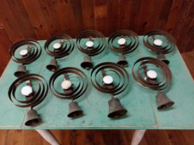Rare set of nine 19th C. house bells {37 cm H x 23 cm W x 12 cm D}.