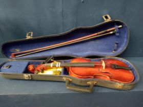 Violin in case {H 6cm x W 56cm x D 18cm }.