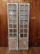 Pair of 19th C. painted pine glazed doors {116 cm H x 94 cm W x 6 cm D}.