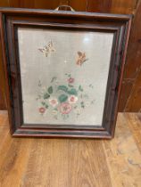 Two framed embroidered pictures {66 cm H x 61 cm W and 78 cm H x 57 cm W}.