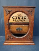 Oak civic pipe display cabinet {H 36cm x W 29cm x D 19cm }.