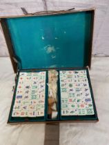 Mahjong game in leather case.