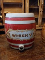 Early 20th C. glazed ceramic Whiskey dispenser {33 cm H x 33 cm W x 20 cm D}.