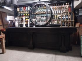 Brunswick style ebonised bar counted and Altamoda Italian bar back with mirrored back and glass