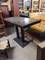 Tall rectangular bar - pub table with veneered top on double metal base {104 cm H x 148 cm W x75