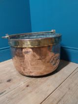 19th C. Brass and copper log bucket {59cm H x 42cm Dia.}