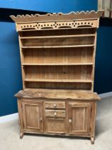 19th C. Irish pine kitchen dresser {206cm H x 144cm W x 52cm D}