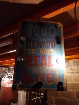Two hand painted light up Carnival advertising signs {61, 46 cm H x 40, 46 cm W x 7 cm D}.