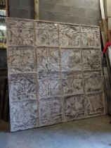 Early 20th C. Indian Shanko decorative embossed tin panels {250 cm H x 247 cm W x 5 cm D}.