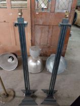 Pair of bronzed metal standard lamps {42 cm H}.