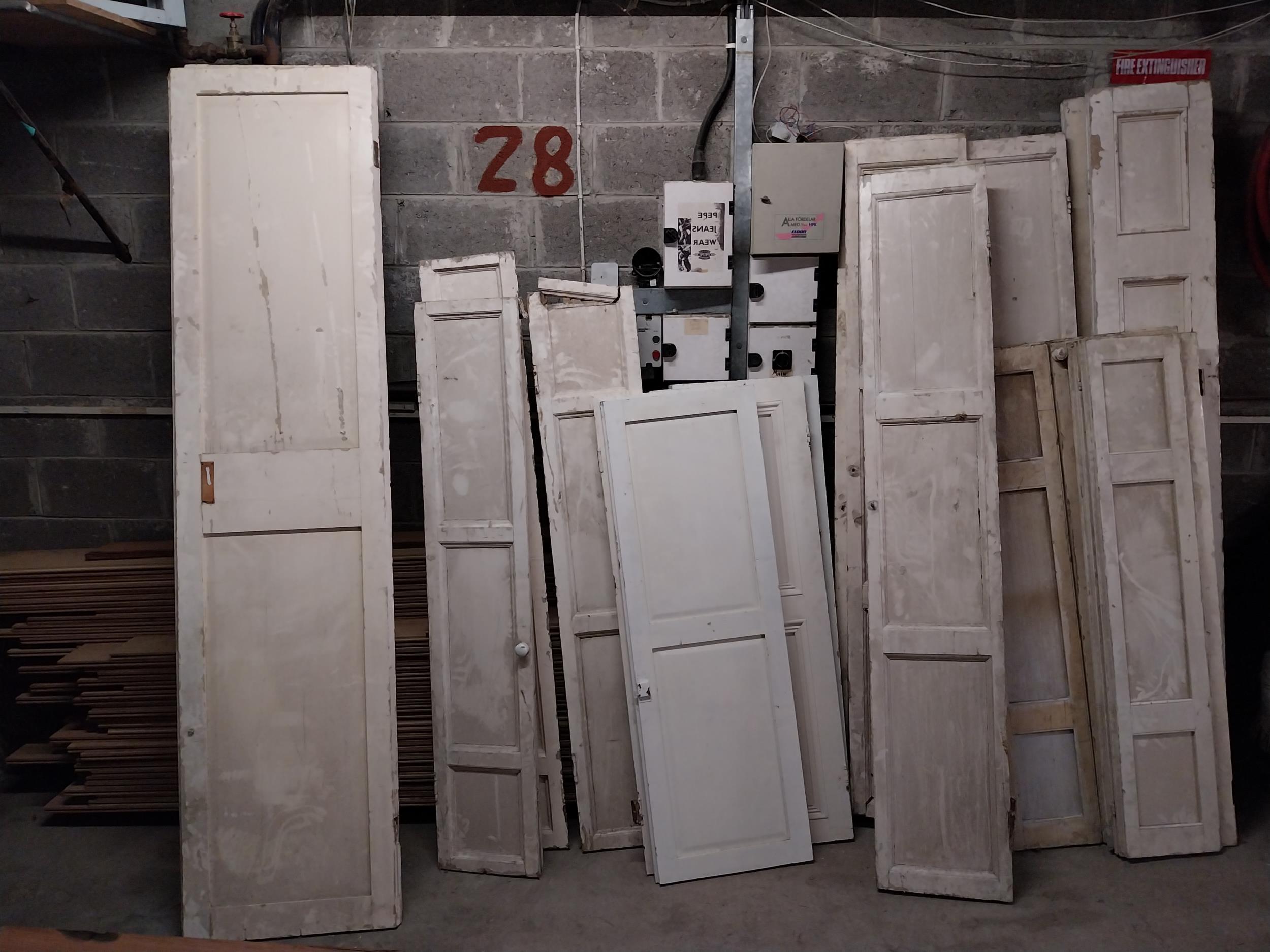 Large collection of 19th C. painted pine window shutters - Image 2 of 4