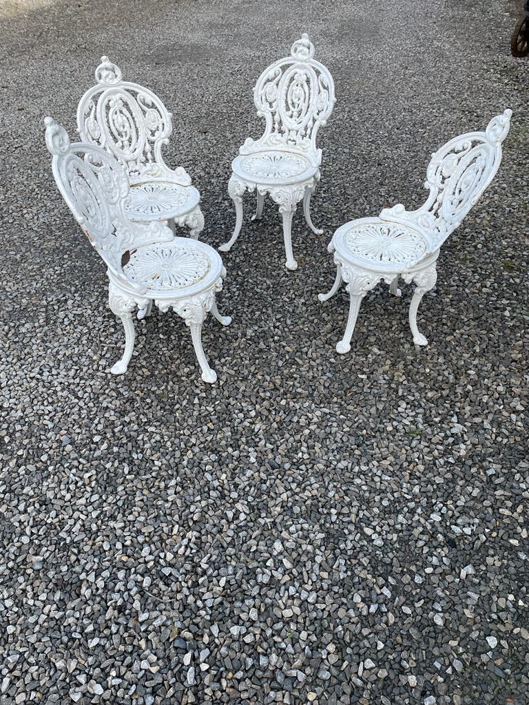 Set of four garden chairs in the coalbrookedale style {Each: 80cm H x 40cm W x 46cm D}
