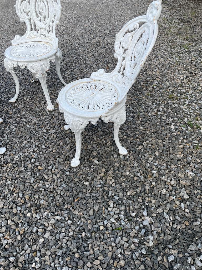 Set of four garden chairs in the coalbrookedale style {Each: 80cm H x 40cm W x 46cm D} - Image 3 of 3