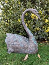 Exceptional quality bronze sculpture swan {69cm H x 69cm W x 31cm D}