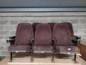 Set of three cinema seats {110 cm H x 180 cm W x65 cm D}.