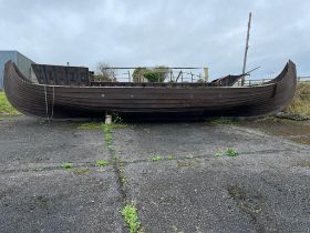 Working full-sized replica Viking longboats from the filming of Netflix’s Vikings: Valhalla {49 ft