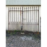 Pair of early Georgian blacksmith wrought iron entrance gates {268cm H x 300cm W}